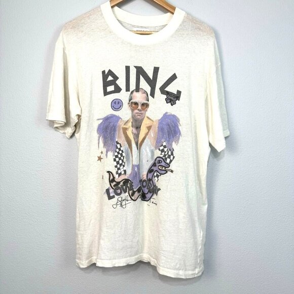 Anine Bing Tops - Anine Bing T-Shirt Lili Elton John Graphic Pullover Relaxed Fit Cream Size Small